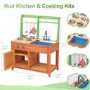 Wooden Kids Play Kitchen, Outdoor Mud Kitchen with Removable Sink and Faucet, Stove Top, Storage Shelves, Fun Backyard Pretend Kitchen Playset, Gift for Boys/Girls 3+
