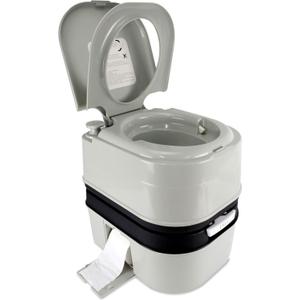 Portable Toilet, 6.4 Gallon 24L Piston Pump Flush with Level indicator Detachable Anti-Leak Handle Water Pump,Rotating Spout Indoor & Outdoor Hiking Toilet for Camping, Fishing Travel