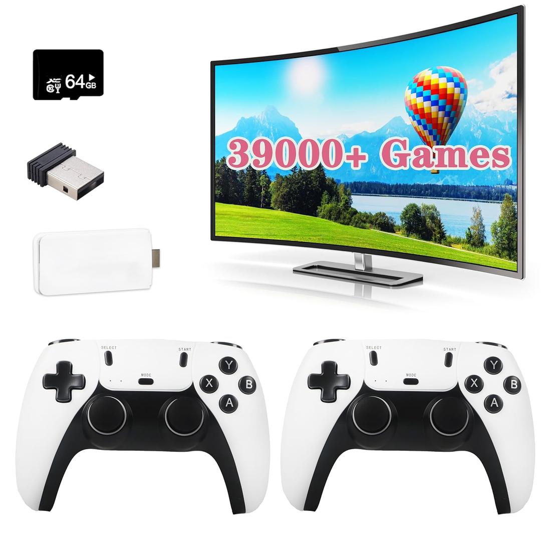 Retro Gaming Console 39,000+ Games, Plug and Play Video Game Console Built-in 28 Classic Emulators, 4K High Definition HDMI Output for TV with Dual Controllers