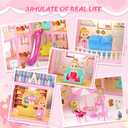 Doll House for Girls, Dream Dollhouse 4-Story 15 Rooms with 2 Dolls, Lights, Animals, Furniture and Accessories, Pretend-Play Toddler Playhouse Gift for 3 4 5 6 7 8 9 10+ Year Old Girls Toys