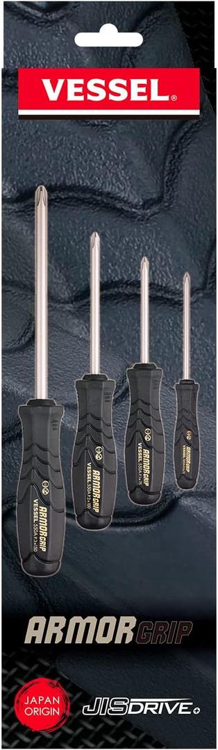 VESSEL - ARMOR GRIP Screwdriver Cross Point 4PC. Set (JISDRIVE) No.550APH4PBU