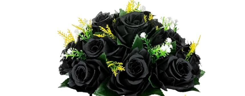 BLOSMON Flower Balls Wedding Rose Centerpieces 1 Pc Black Fake Flowers Kissing Balls Decor Artificial Floral Arrangements Flower Bouquet of Roses Home Party Room Table DIY Decorations