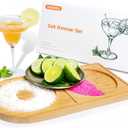 Margarita Salt Rimmer Set, Sugar and Salt Rimmer for Cocktails, Bartender Tool with Wood Bamboo Glass Rimmer for up to 5.1" Rims, Essential Margarita Set for Party Bar Celebration (12.6" x 6.3" x 0.6")