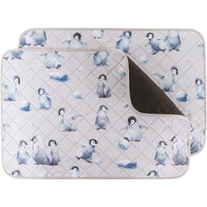 IEUUMLER Washable Pee Pads for Dogs, 2 Pack Reusable Waterproof Puppy Pads, Non-Slip Super Absorbent Dog Training Pad for Playpen Crate Bed EU012 (Penguin)