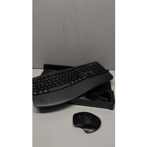 Wireless Keyboard and Mouse Combo, 2.4G Full Size Wave Keys Ergonomic Keyboard with Wrist Rest and 3-Level DPI Adjustable Wireless Ergonomic Mouse for Windows, Mac OS Desktop/Laptop/PC(Black)