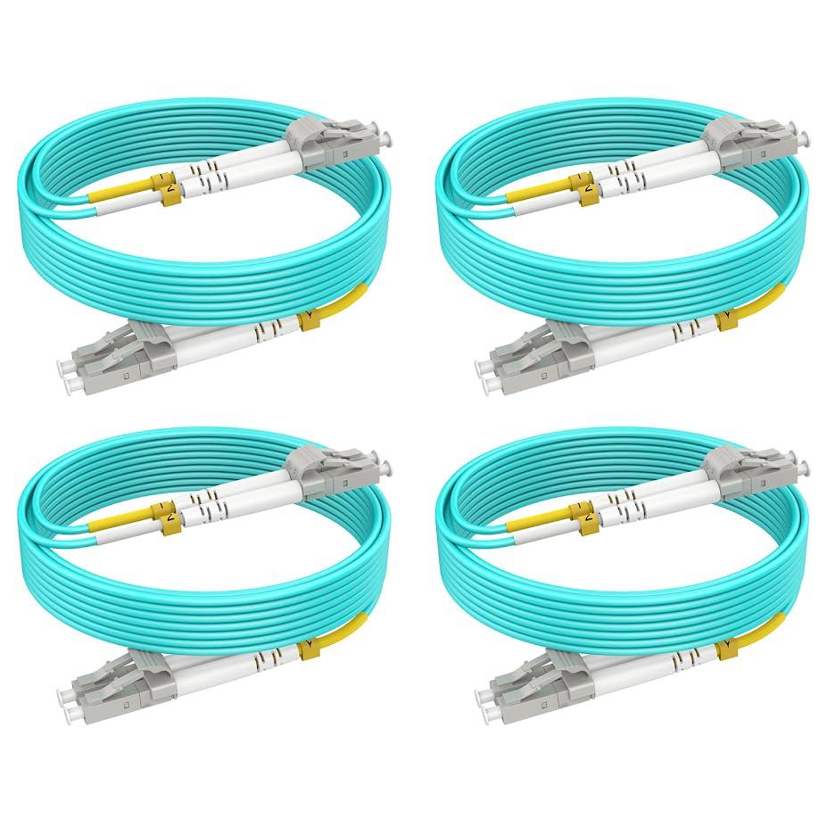 Multimode Fiber LC to LC, 10ft/3m, OM3 MM Fiber Patch Cable Duplex 10G/40G/100G LSZH (4pack),