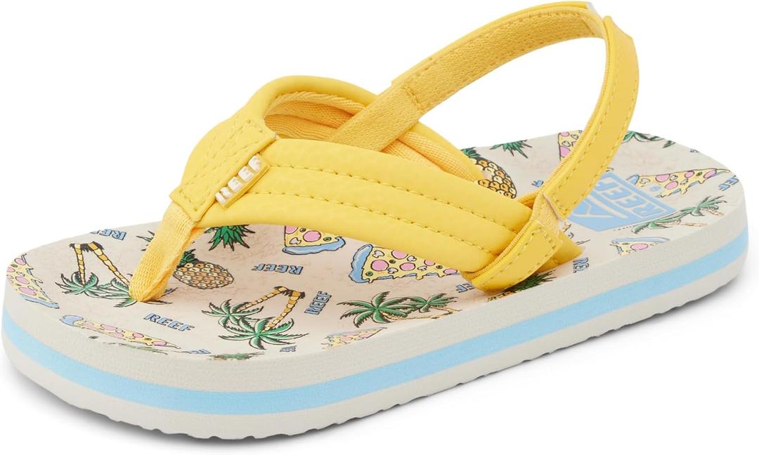Reef Toddler/Little Kid Ahi Beach Flip Flop, Soft Cushion Footbed, Water Friendly, Backstrap (Hawaiian Pizza)