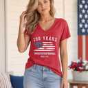 Womens Short Sleeve V Neck T-Shirt Summer Top Basic Casual Tee 2026 (M)