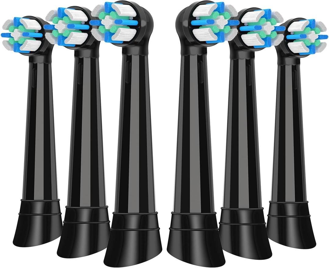 IO Replacement Heads Compatible with Oral b iO 2/3/4/5/6/7/8/9/10/Deep Clean Electric Toothbrush, Brush Heads Compatible with Oral b iO for Teeth Clean (6 Black)