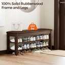 Homleke Shoe Rack Bench with Flip-Top Storage, Solid Wood Entryway Bench with Cushion, Adjustable Shelf, for Hallway, Mudroom, Closet Walnut, 39.4"