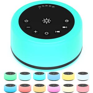 Soother Sleep Sound Machine Night Light White Noise Machine with 30 Soothing Sounds & 12 Color Night Lights for Baby Kids Adults Brown Noise Machine with Timer & Continuous Play for Home Travel Office (Black)