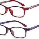 EYEUEL Reading Glasses for Women 2 Pack, Lightweight Flexible TR90 Blue Light Blocking Readers with Hard Case