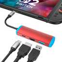 USB C to HDMI Adapter for Switch 2,USB C Docking Station with 4K@60Hz HDMI Port/Type-C PD Port/USB 3.0 Port,Replacement for Official Switch 2/Switch/Switch OLED/Steam Deck/Steam Deck OLED Dock (Normal Model, Red)