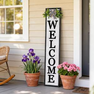 3D Outdoor Welcome Sign, 45"X9",Black
for Front Porch Standing Welcome Signs Large Vertical Tall Leaner, Wood Frame, Rustic Farmhouse Outside Home Front Door