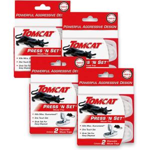 Tomcat Press 'N Set Mouse Trap, 4-Pack (8 Traps)