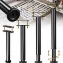 4 Pcs Adjustable Bed Frame Center Support Legs, Heavy Duty Cold Rolled Steel Bed Slat Support Legs With Wider Base, Bed Frame Leg Replacement, Furniture Support Reinforcement Kit, Height 13.8-23.6