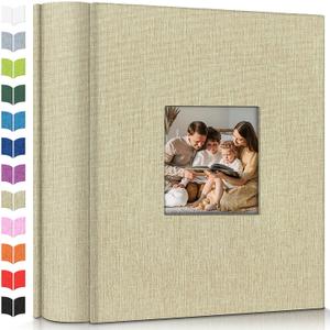 Artfeel Photo Album 4x6 with 1000 Pockets,Slip-in Picture Albums,Linen Cover Memory Book with Front Window,White Page Vertical Photo Book for Wedding,Family,Anniversare,Baby,Vacation (Beige)