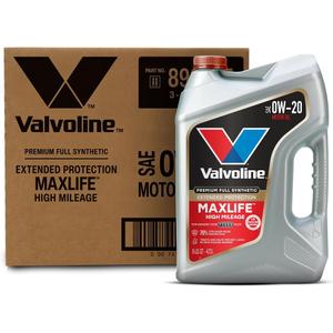 Valvoline Extended Protection High Mileage with Ultra MaxLife Technology 0W-20 Full Synthetic Motor Oil 5 QT, Case of 3