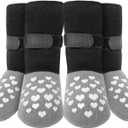 Non-Slip Dog Socks Prevent Licking Paws,Grippy Socks for Senior Dog Walk on Hardwood Floor,Paw Protectors,Black 2 Pairs,L