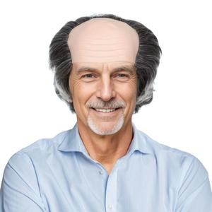 Miss U Hair Balding Wig Short Gray Bald Cap Wigs For Men Halloween Cosplay Costume Funny Wigs (Grey)