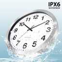 Caysie 16 Inch Sealed Indoor Outdoor Clocks Waterproof, Silent Battery Operated Quartz Metal Wall Clock for Patio Pool Bathroom Home (Silver)