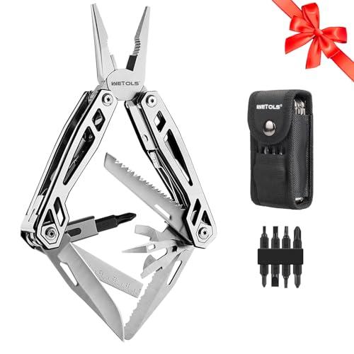 Multitool with Pocket Knife, Birthday Gifts for Men Women Mom Dad, WETOLS 21-in-1 Stainless Steel Pliers with Screwdrivers, Self-locking Multi tools with EDC Sheath, Ideal for Home, Camping, Survival