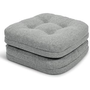 baibu Set of 2 Dining Chair Cushions, Dual-Layer Patent Design Memory Foam Kitchen Chair Cushions, Non-Slip Seat Pads with Ties, 16.5 x 16.5 x 3.5in, 2 Pack, Light Grey