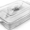 MALACASA Large Casserole Dish with Lid, 4.4 Quart Ceramic Baking Dish for Oven, 13 x 9 Lasagna Pan Deep with Lid, Microwave, Dishwasher Safe, Series BAKE-GREY