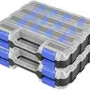 Small Parts Organizer Box Storage Case Tools Box Organizer Double Side 34 Compartments Hardware Organizers with Removable Plastic Dividers for Screws Nuts Nails Bolts, 2 Pack (Blue)