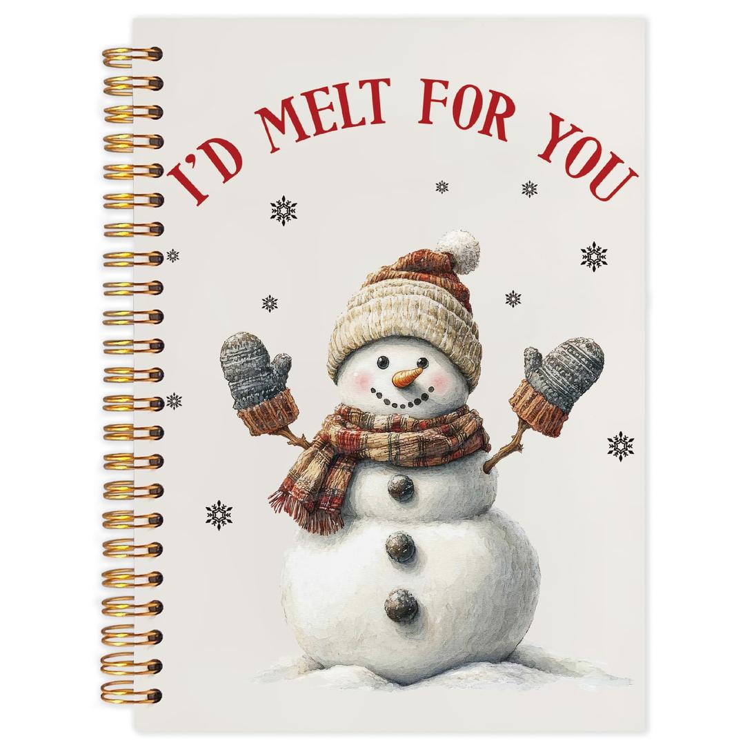 WUCHJ Christmas Snowman Notebook, Christmas Winter Snowman Journal Gifts for Women, Id Melt For You Xmas Holiday Spiral Notebook Journal for Note Taking, 5.5x8.3 Inch