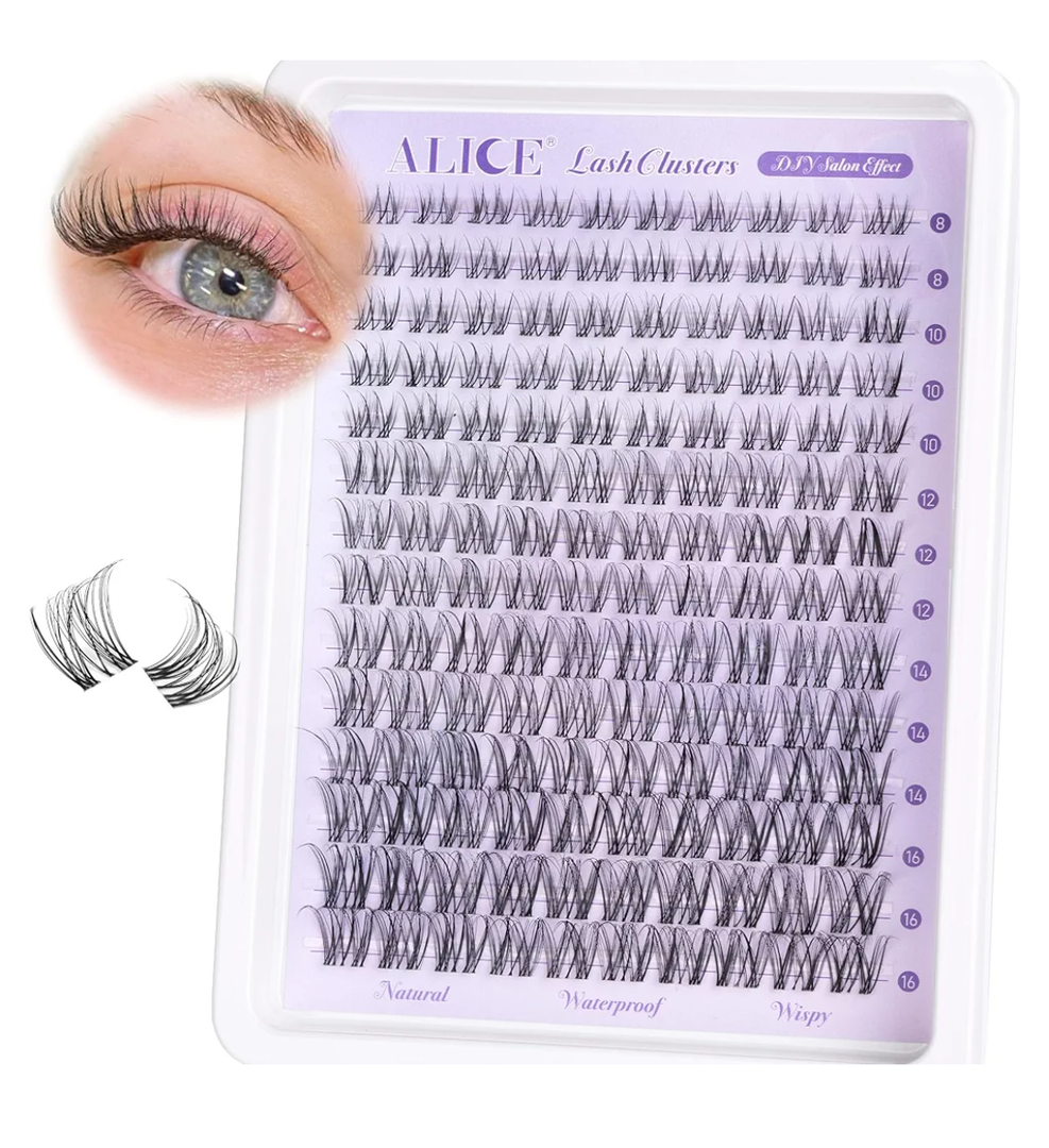 Wispy Lash Clusters Invisible Band Natural Lash Extensions Waterproof 8-16mm Cluster Eyelash Extension D Curl DIY Individual Cluster Lashes by ALICE