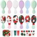 Vesici 12 Pcs Christmas Mini Hair Brush DIY Hairbrush Kits Detangling Christmas Stocking Stuffers Xmas Gifts for Women Spa Party Supplies DIY Crafts