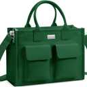 TOPDesign Heavy-Duty Canvas Tote Bag for Women, Adjustable Crossbody/Shoulder Handbag with 9 Pockets, Everything Tote (Dark Green)