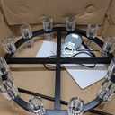 25 inch Black Wagon Wheel Chandelier with K9 Crystal Shade 24 Lights Crystal Chandeliers for Dining Room Round Large Chandeliers for High Ceilings Living Room Foyer EntrywayIncludes Bulbs