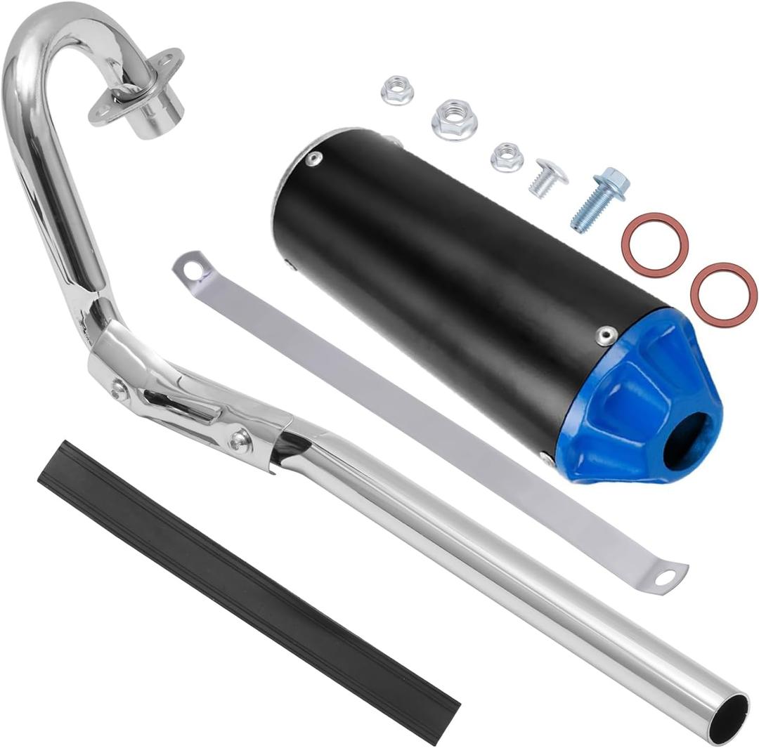 Exhaust Muffler Silencer Pipe Assembly Compatible for 50cc 90cc 110cc 125cc Taotao DB10 DB14 SSR110 SSR125 CRF50 CRF70 XR50 Apollo Coolster Dirt Pit Bike (Blue)