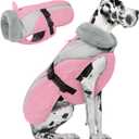 Queenmore XXXL Winter Dog Coat, Warm Puffer Jacket for Extra Large Dogs, Waterproof Fleece Snow Parka Jacket for German Shepherd, Great Dane, Doberman Pink/Grey