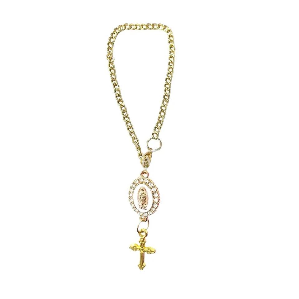 Auto Hanging Pendant with Charm and Crucifix Car Protection Charm Decor for Men Women Home Wall Decoration