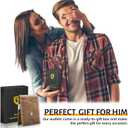 GSOIAX Men's Slim RFID Blocking Leather Wallet with Money Clip Minimalist Carbon Fiber Bifold Credit Card Holder 11 Card Slots Gift Box Included(Leather Brown)