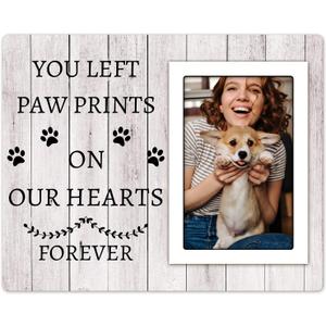 Dog Memorial Picture Frame - Pet Memorial Gifts For Loss Of Dog Sympathy Gift, Remembrance Gift - 4x6 Picture Frame With Paw Prints
