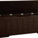 VANKILEY 51.2" Storage Chest Extra Large,Storage Bench with 2 Safety Hinges,Shoe Bench,51.2 * 15.7 * 19.1 inches,Wooden Trunk for Bedroom,livingroom,entryway,Supports 220 lb,Easy Assembly(Espresso).