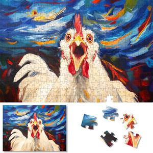 500 Piece Abstract Art Jigsaw Puzzle for Adults: Inspirational Chicken Animal Design - Challenging Educational Puzzle with Letters on Back for Mindfulness & Family Bonding