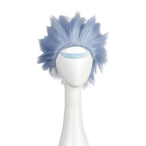 Qaccf Short Straight Halloween Costume Cosplay Party Wig with Eyebrow Set (Blue)