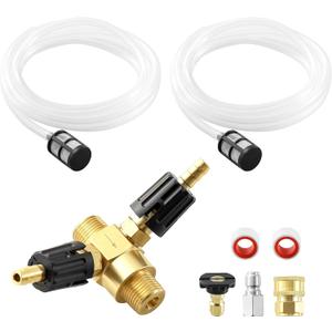 JOEJET Downstream Injector for Pressure Washer, Adjustable Dual Barb Chemical Injector Kit with 3/8 Inch Quick Connect, 3-5 GPM, 4500PSI