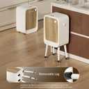 MRBIN Stainless Steel Motion Sensor Trash Can Bathroom with Butterfly Lid and Leg, 5.5 Gal Wheeled Tall Automatic Smart Waste Basket Garbage for Bedroom, Kitchen, Cream White with Walnut Pattern