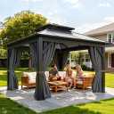 YITAHOME 10X10FT Polycarbonate Gazebo Outdoor Patio Double Top Canopy