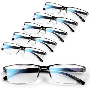 6 pack Executive Style Reading Glasses Men - Durable Readers with 99% Blue Light Blocking - Comfortable Fit with TR90 Frames (Black) 1.5 x