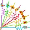 24 Cinco De Mayo Fiesta Party Favors Drinking Straws for Mexican Fiesta Taco Party Supplies with 2 PCS Straws Cleaning Brush