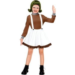 Remimi Halloween Girls Chocolate Worker Outfits Brown Shirt White Skirt 3-14 Years (7-8 Years)