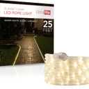 UltraPro LED Rope Lights, 25ft Classic Clear Rope, Warm White Light 3000K, Indoor/Outdoor, Flexible, Linkable, Durable, Rope Lights Outdoor, 54504