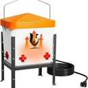 Heated Chicken Waterer, Poultry Water Heater for Winter with 4-Nipple, Thermostatically Controlled, 4 Adjustable Heights, Anti-Freezing Watering System for Coop Accessories (Orange, 7L)